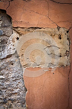 Old brick and plaster wall texture background