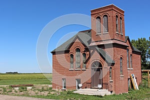 Old brick prairie church Saskatchewan