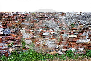 Old brick and stone italian wall built in the 1800s to separate the ownership of farmland