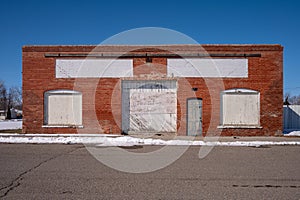 Old brick storefront in downtown Granum