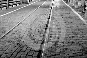 Old brick and tracks.