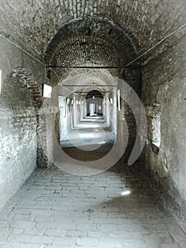 Old brick tunnel in the castle