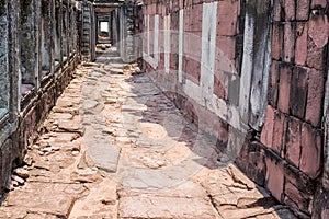 Old brick walk way in sunlight