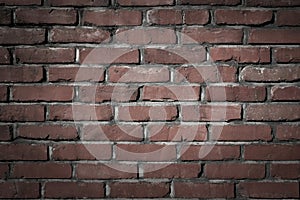 Old brick wall background dark night texture flat front view