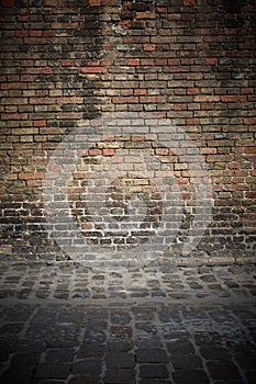 Old Brick Wall Background with floor