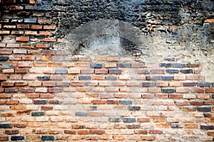 Old brick wall in a background image with vignetted grunge ba photo