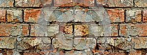 Old brick wall background, template for horizontal banner