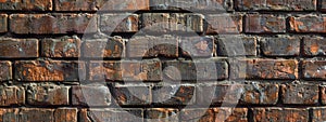 Old brick wall background, template for horizontal banner