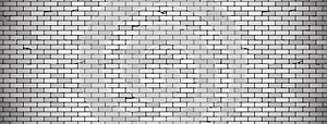 Old brick wall background with vignette in grey colors. Vector brick wall texture