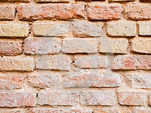 Old brick wall closeup. Background of bricks. Background texture