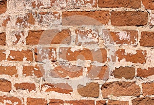 Old brick wall collapses, brick background photo