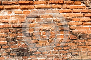 Old brick wall with crumbling bricks
