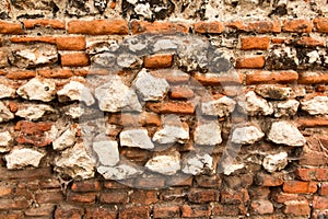 Old brick wall with crumbling bricks