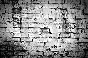 Old brick wall in dark white tones