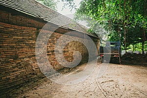 Old brick wall with old truck