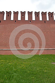 Old Brick wall painted with red paint