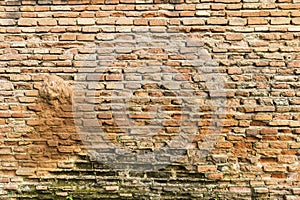 Old brick wall pattern background, red brick wall texture