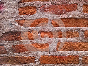 Old brick wall pattern and cemented