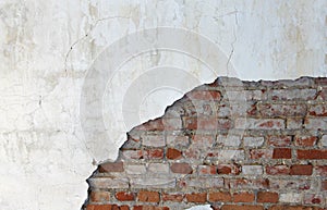 Old brick wall and plaster