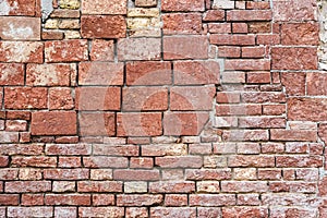 Old brick wall of red brick. background brickwork