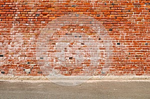 Old Brick Wall and Road Street