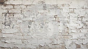 Old brick wall with rough cracked white paint, texture background