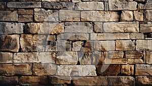 Old brick wall with rough texture, solid and ancient generated by AI