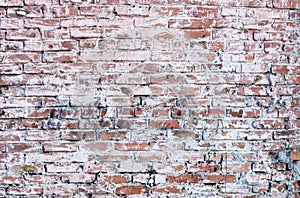 Old brick wall smeared with paint