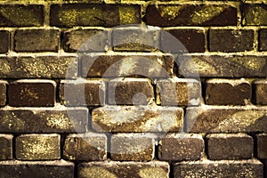 Old brick wall for texture or background, dark brown toned