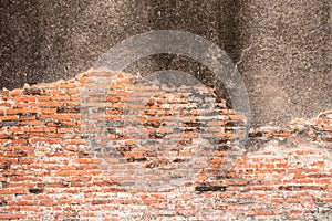 Old Brick and cement dry Wall Texture background image. Grunge Red Stonewall Background