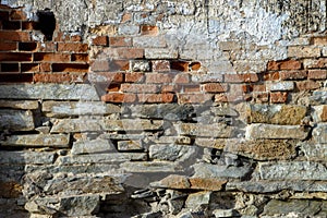 Old brick wall texture. Grunge background of aged stone surface