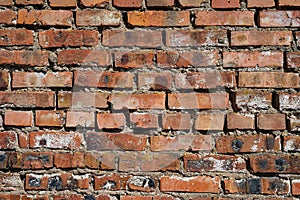 Old brick wall, texture of an old building, red texture