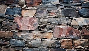 Old brick wall with weathered stone, a solid antique backdrop generated by AI