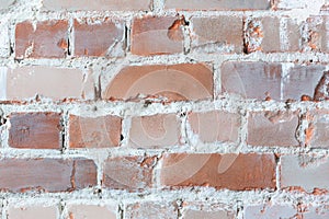 Old brick wall with white paint background texture close up