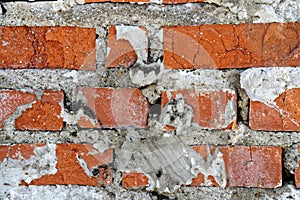 Old bricklaying of a fireplace in an abandoned house built in the middle of the last century