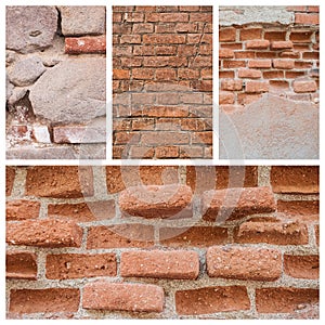old bricks texture collage