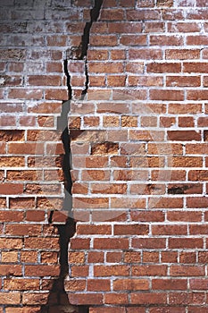 Old brickwork cracks and fissures.