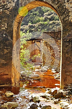 Old bridge, acid mine drainage