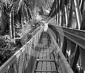 Old bridge across Mekong River, Luang Prabang,Laos