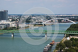 Old bridge and apollo bridge over danube