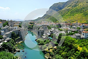 Old Bridge Area of the Old City of Mostar photo
