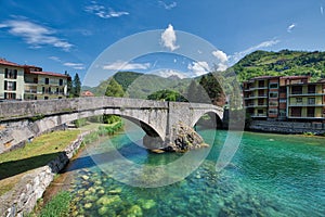 Old bridge on the Brembo river of San Pellegrino Terme Bergamo photo