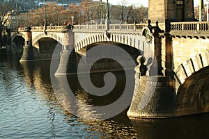 Old bridge in city of Prague