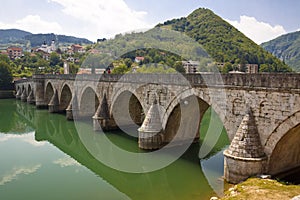 Old bridge on Drina river - Visegrad, Balkans.