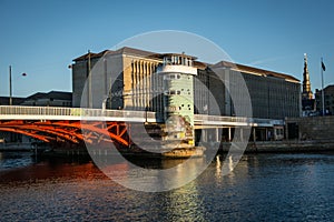 Old bridge Knippels bridge in Copenhagen habor. Denmark