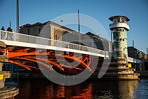 Old bridge Knippels bridge in Copenhagen habor. Denmark