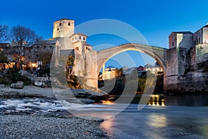 Old Bridge in Mostar at dawn. Bosnia and Herzegovina