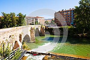 Old bridge over Arga river in Pamplona, Navarre photo