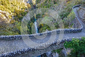 Old bridge over Bellos river in AÃÂ±isclo Gorge, Ordesa and Monte Perdido National Park, Spain photo