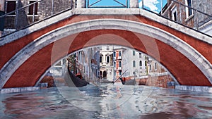 Old bridge over canal in Venice Low angle view